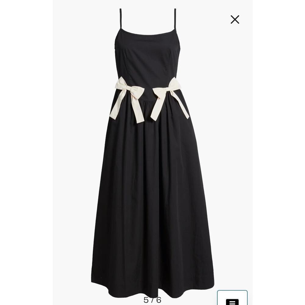 Moon River Sleeveless Square Neck Bow Midi Dress - Picture 4 of 4